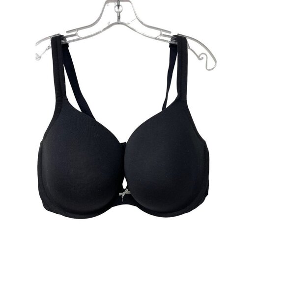 Cacique Cotton Boost Plunge Bra Black Size 44F - Picture 1 of 6